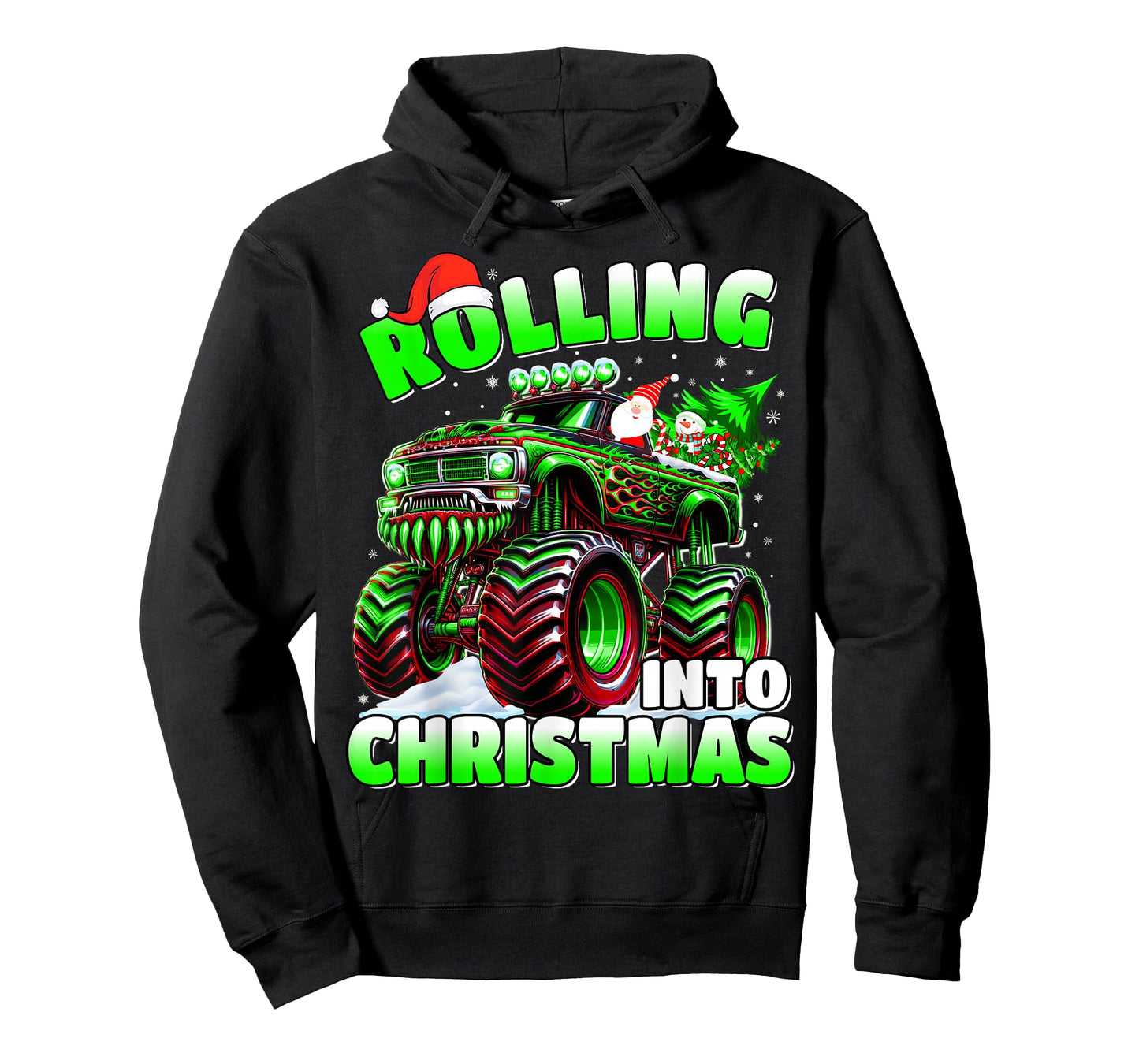 Rolling Into Christmas Monster Truck Holiday Boys T-Shirt