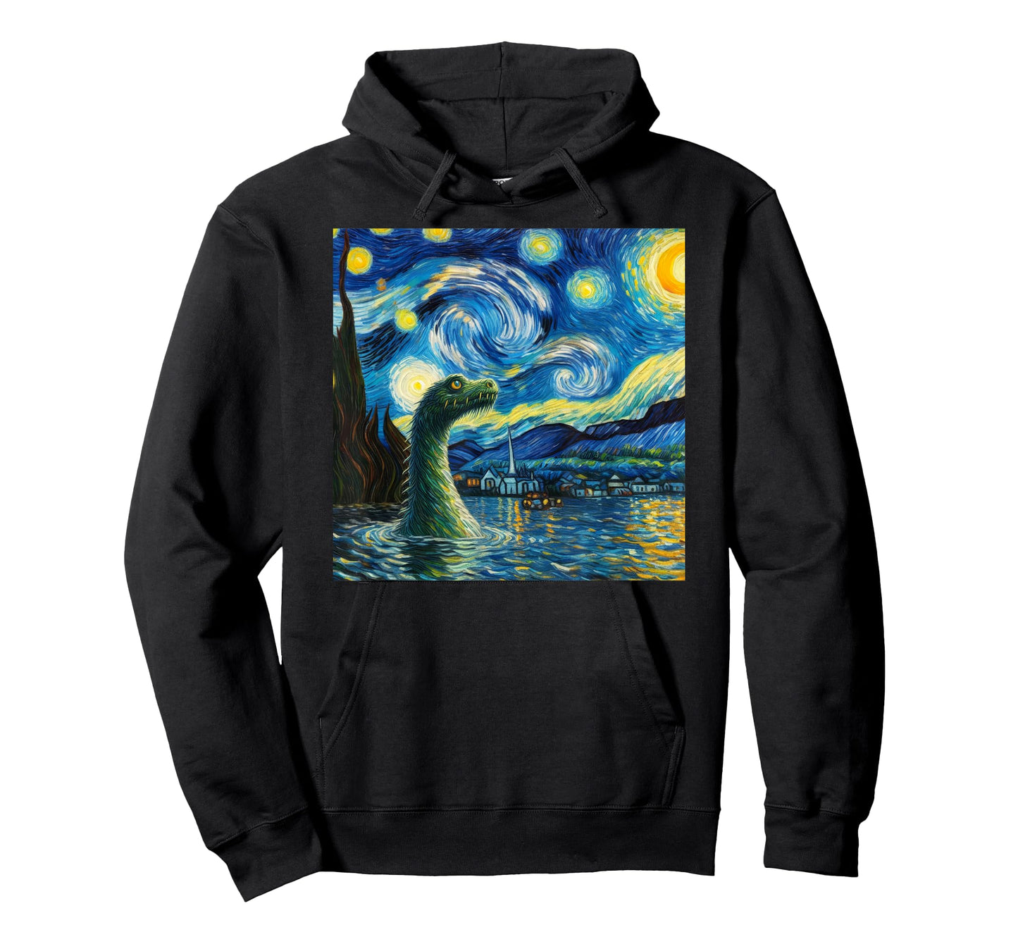 Loch Ness Monster in Starry Night Van Gogh Style Nessie T-Shirt