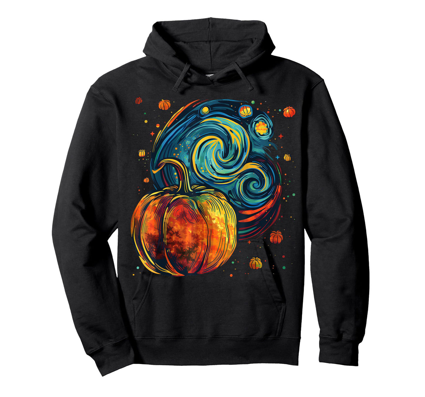 Cute Pumpkin Halloween Thanksgiving Starry Night Van Gogh T-Shirt