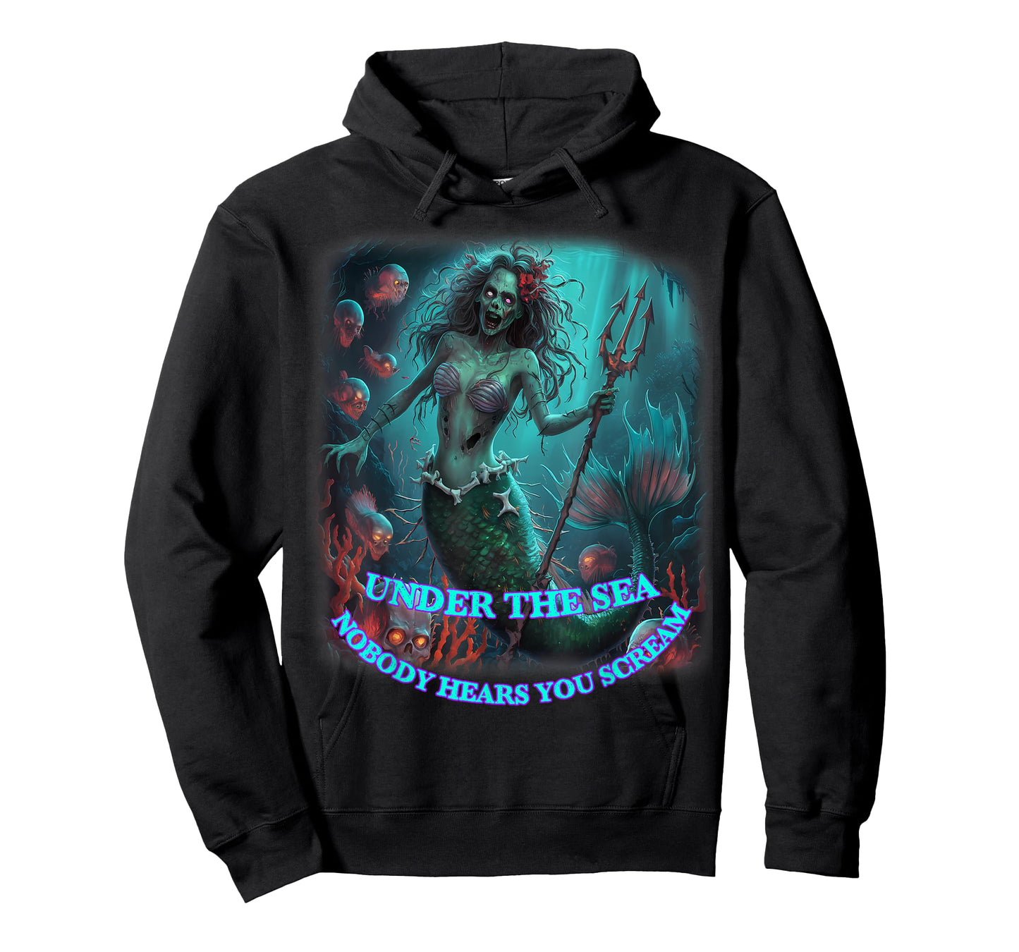 Zombie Mermaid Halloween Spooky Skulls Mermaids Fantasy T-Shirt