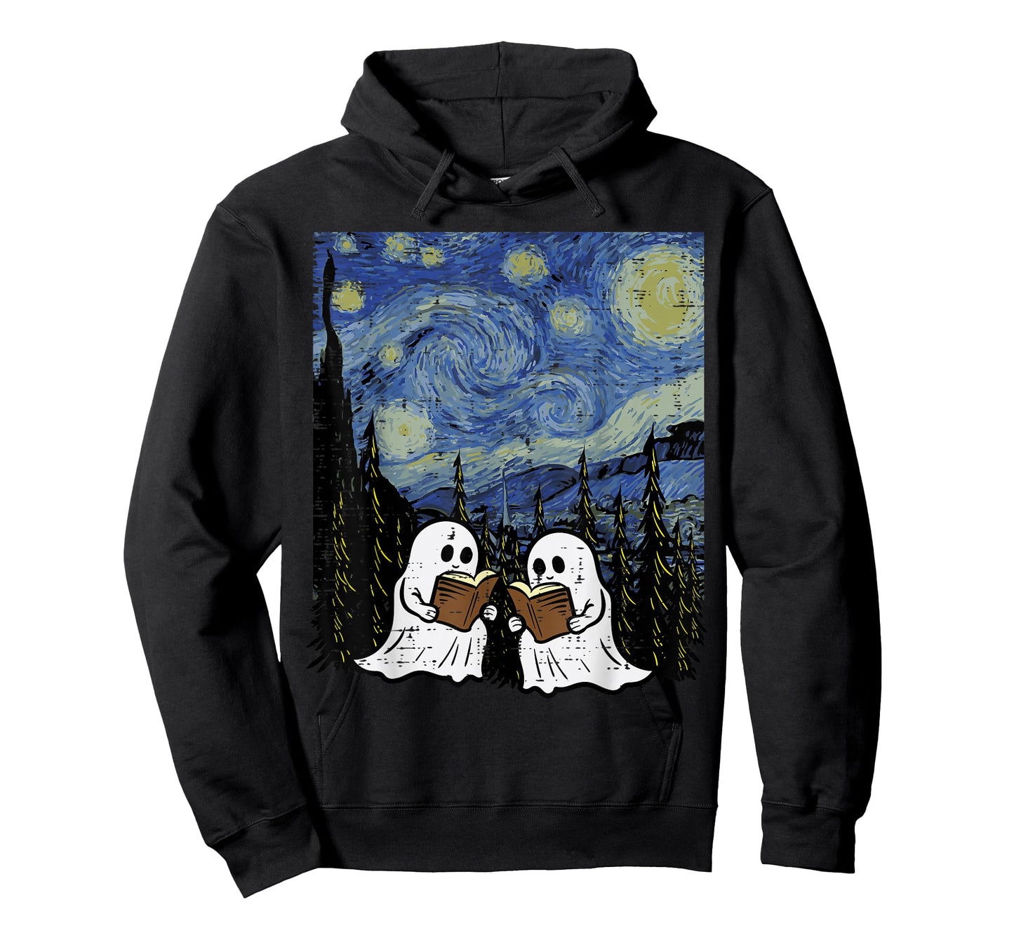 Halloween Ghosts Books Starry Night Costume Men Women Kids T-Shirt