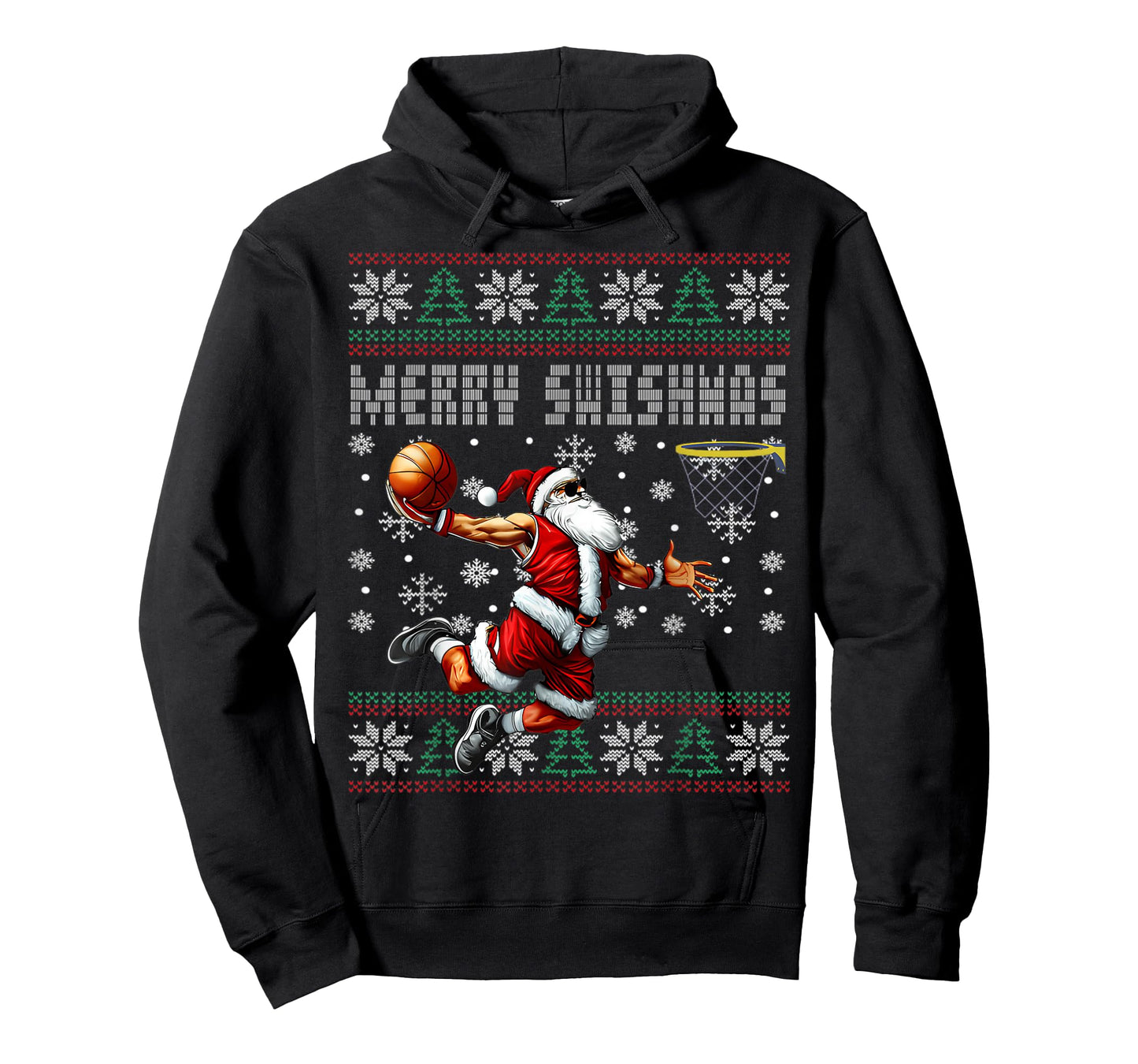 Merry Swishmas Basketball Ugly Christmas Xmas Men Boys Kids T-Shirt