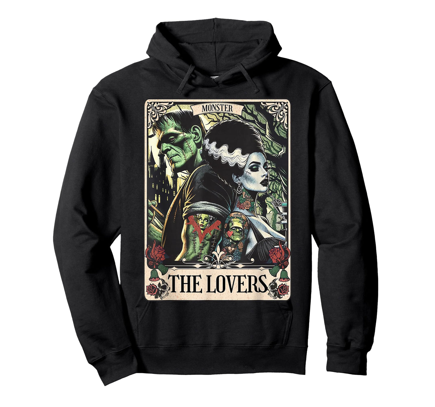The Monster Frankenstein And Bride The Lovers Tarot Card T-Shirt