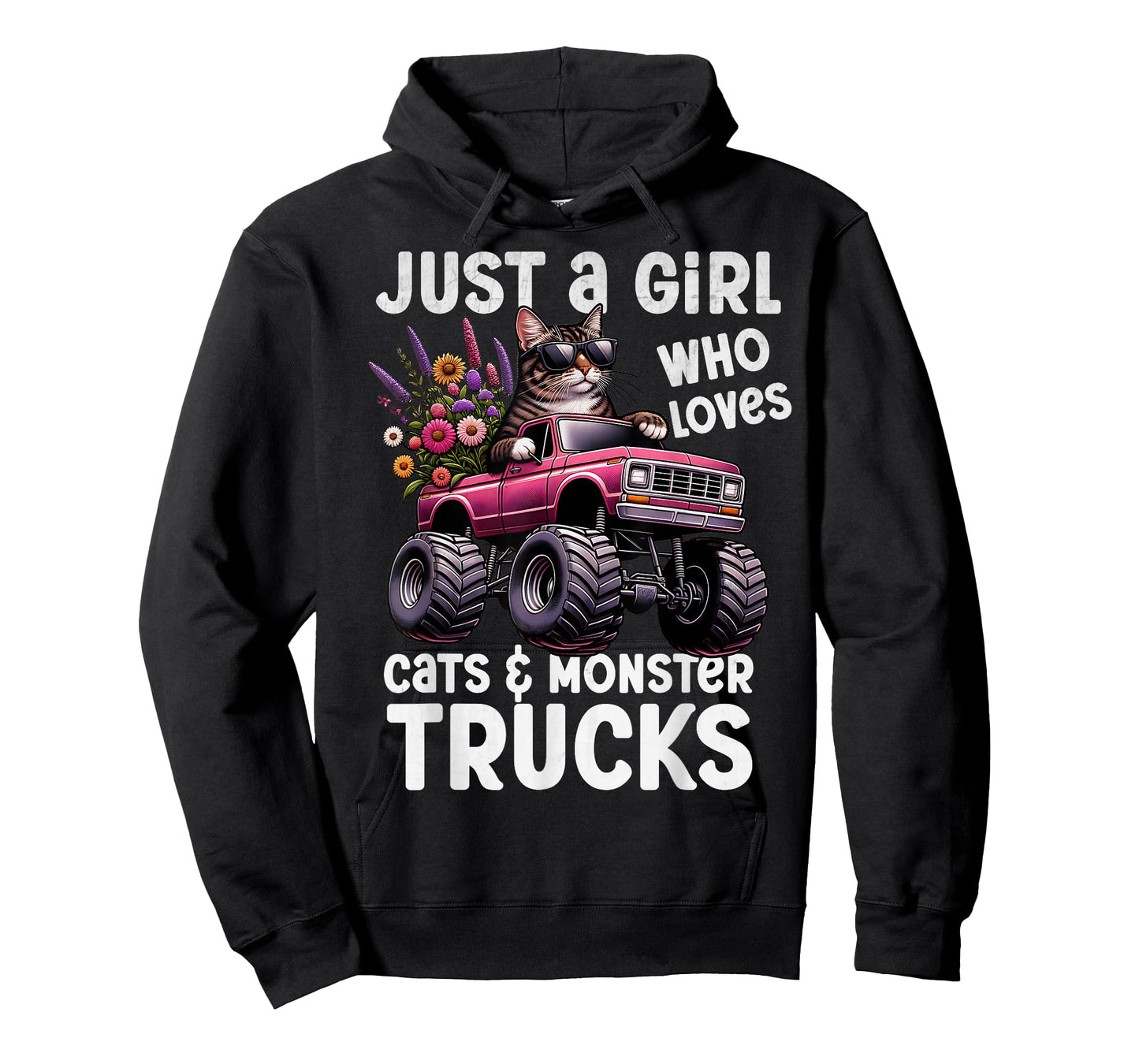 Just A Girl Who Loves Cat And Monster Trucks Party Show Cute T-Shirt