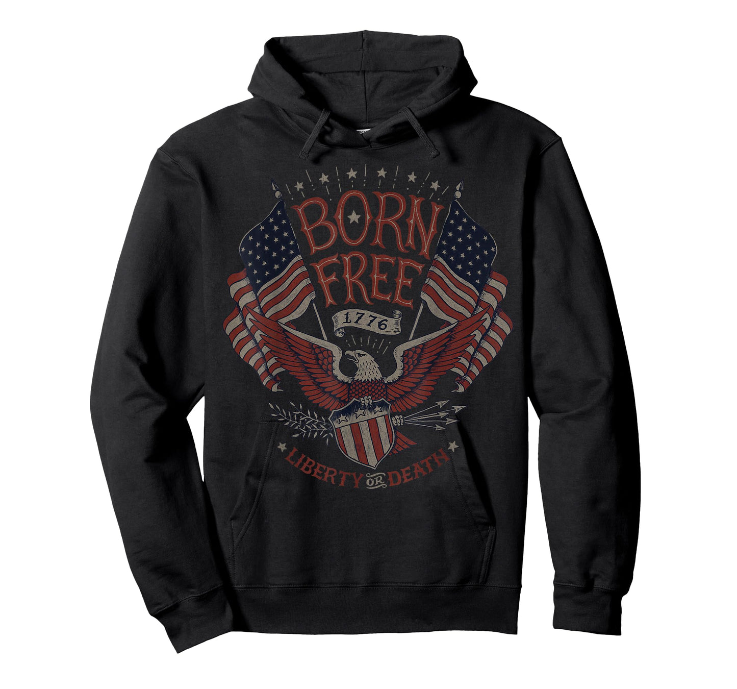 Vintage Born Free Eagle American Flag 1776 4th of July USA T-Shirt