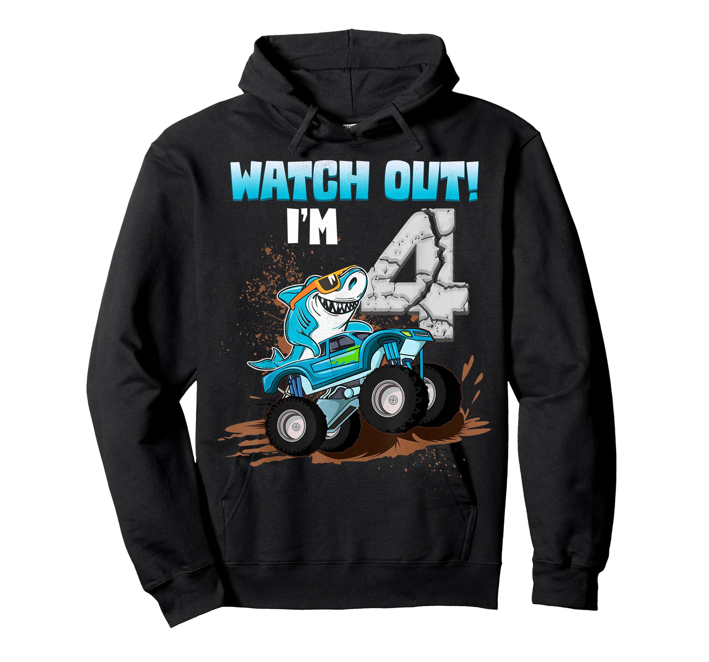 4 Years Old 4th Birthday Shark Boy Girl Monster Truck Gamer T-Shirt