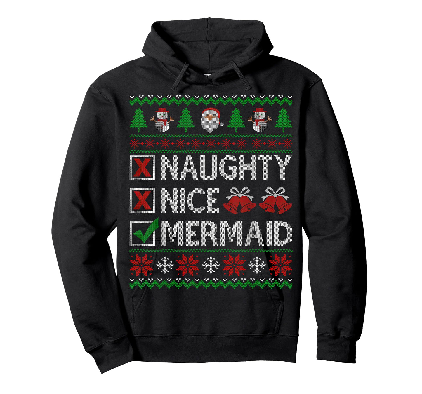 Naughty Nice Mermaid Santa Claus Ugly Christmas Sweater T-Shirt