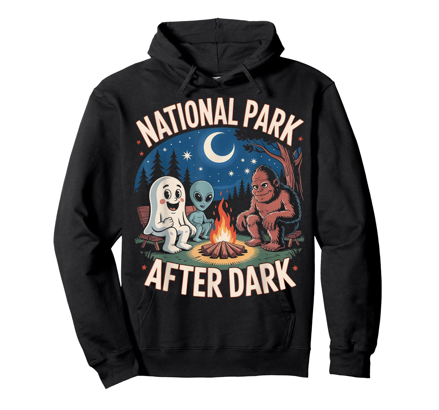 National Park After Dark Camping Alien Bigfoot Ghost T-Shirt