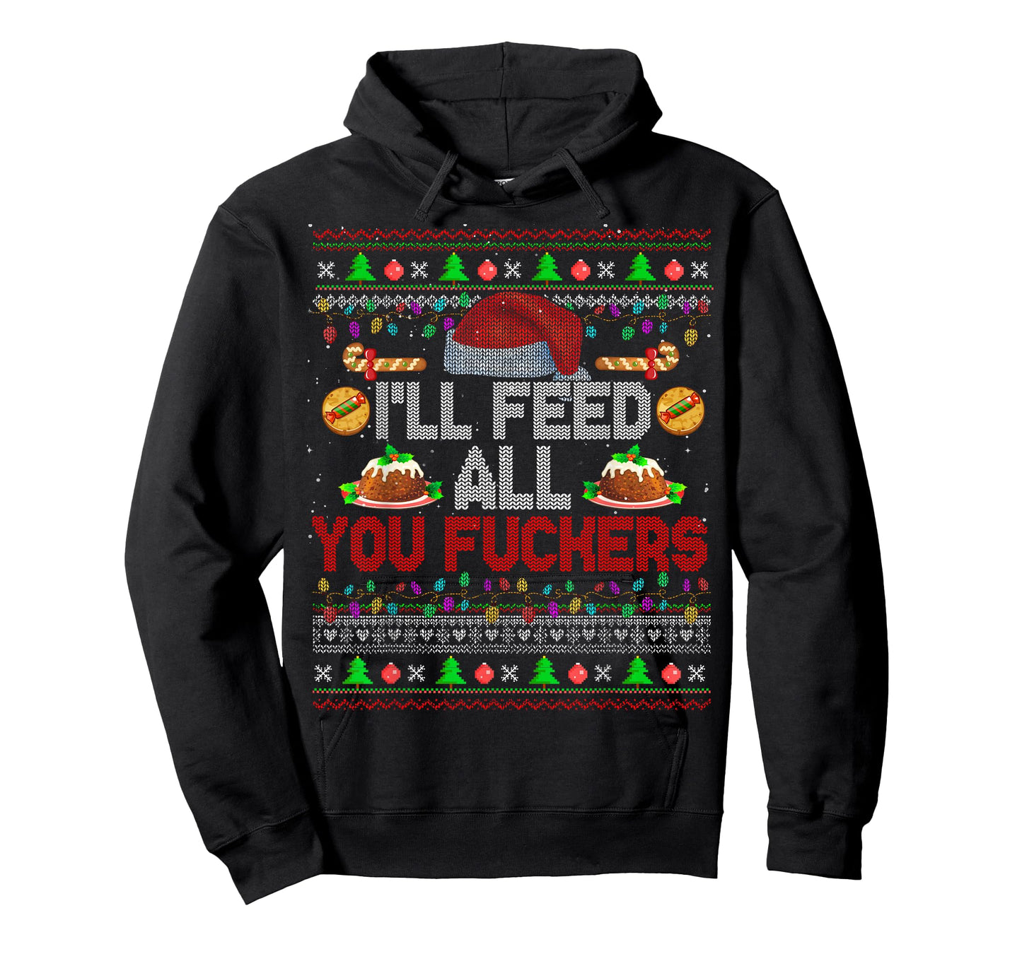 I'll Feed All You Fckers Xmas Sweater Santa Chef Cooking T-Shirt