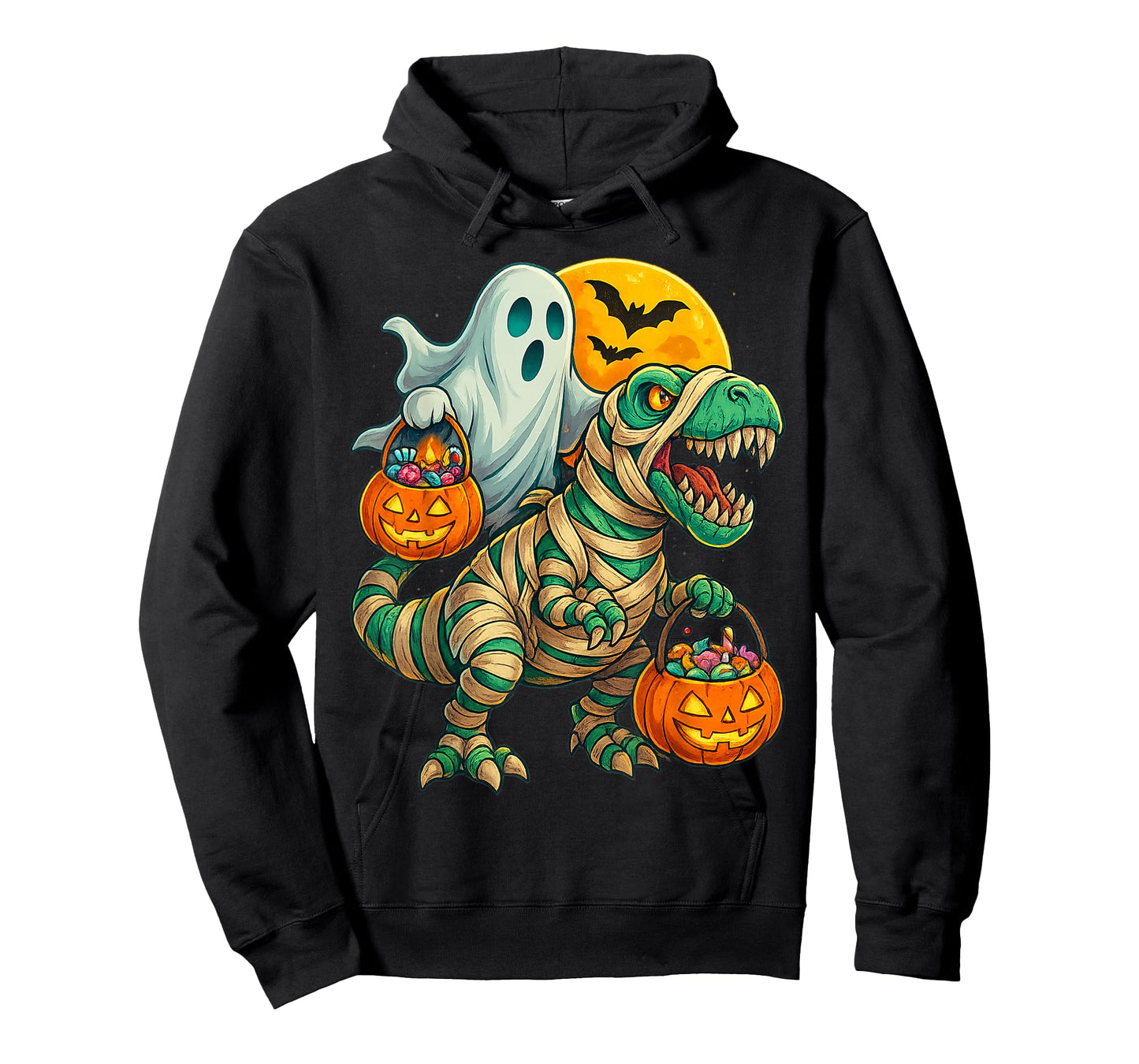 Ghost Riding Mummy Dinosaur T rex Halloween Funny Pumpkin T-Shirt