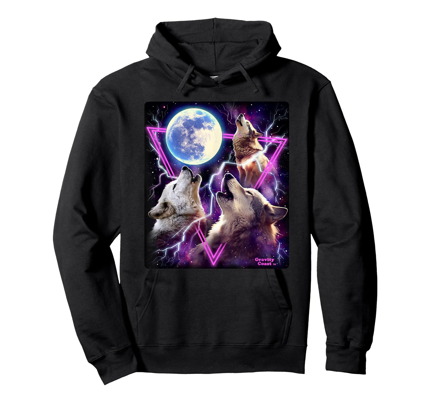 Epic Three Wolves Howling at the Moon 80's Poster style Wolf T-Shirt