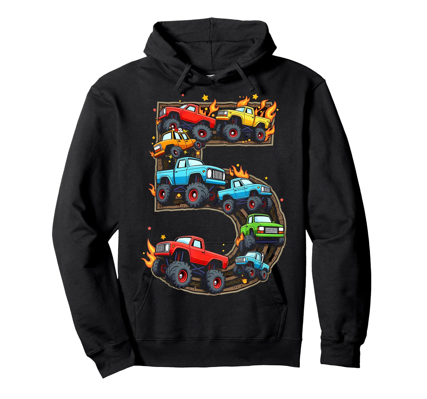 5 Year Old Monster Truck Boy Toddler 5th Birthday Party T-Shirt