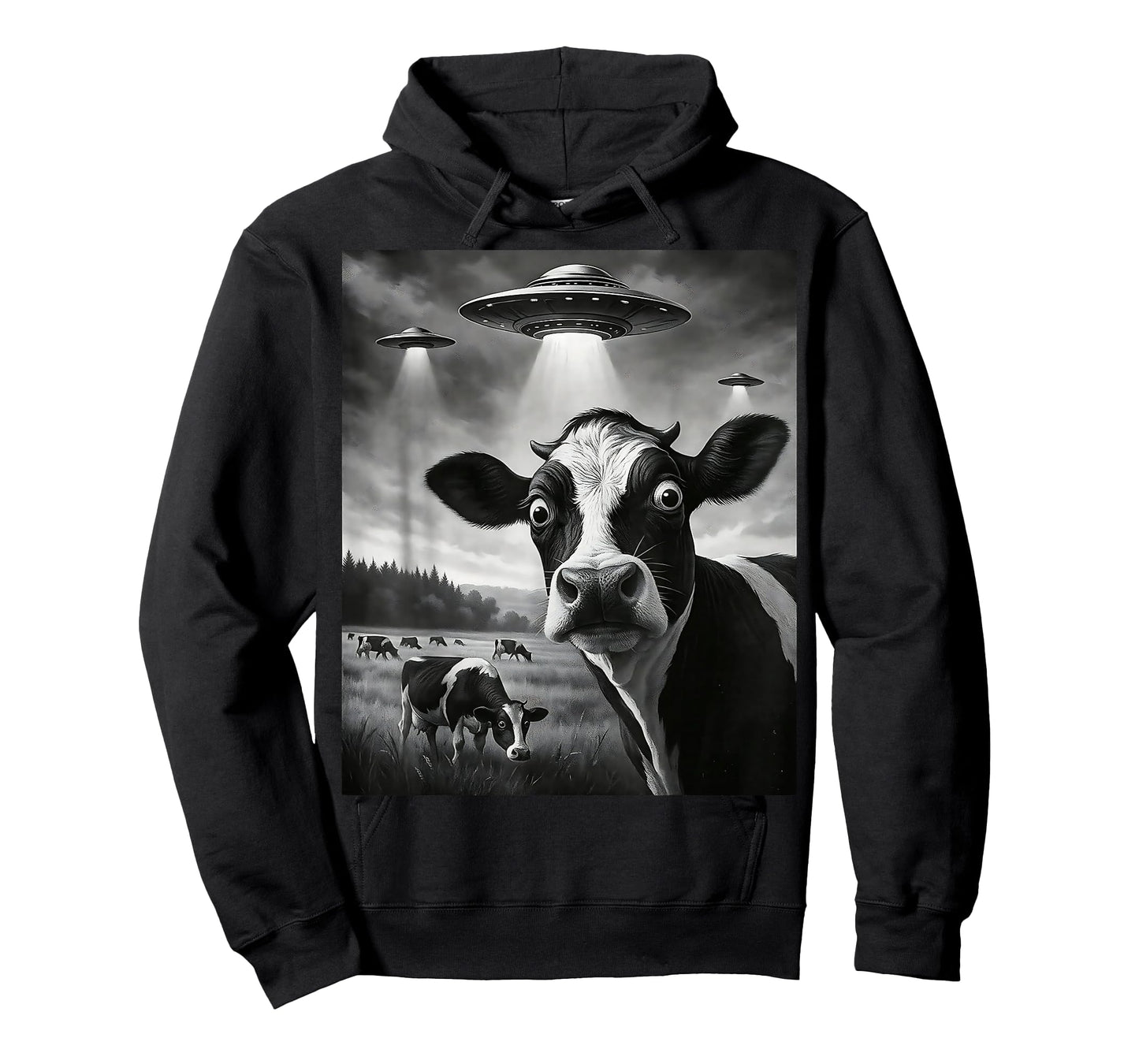 Funny Cow Selfie UFO Alien Humor Vintage Print Art Design T-Shirt