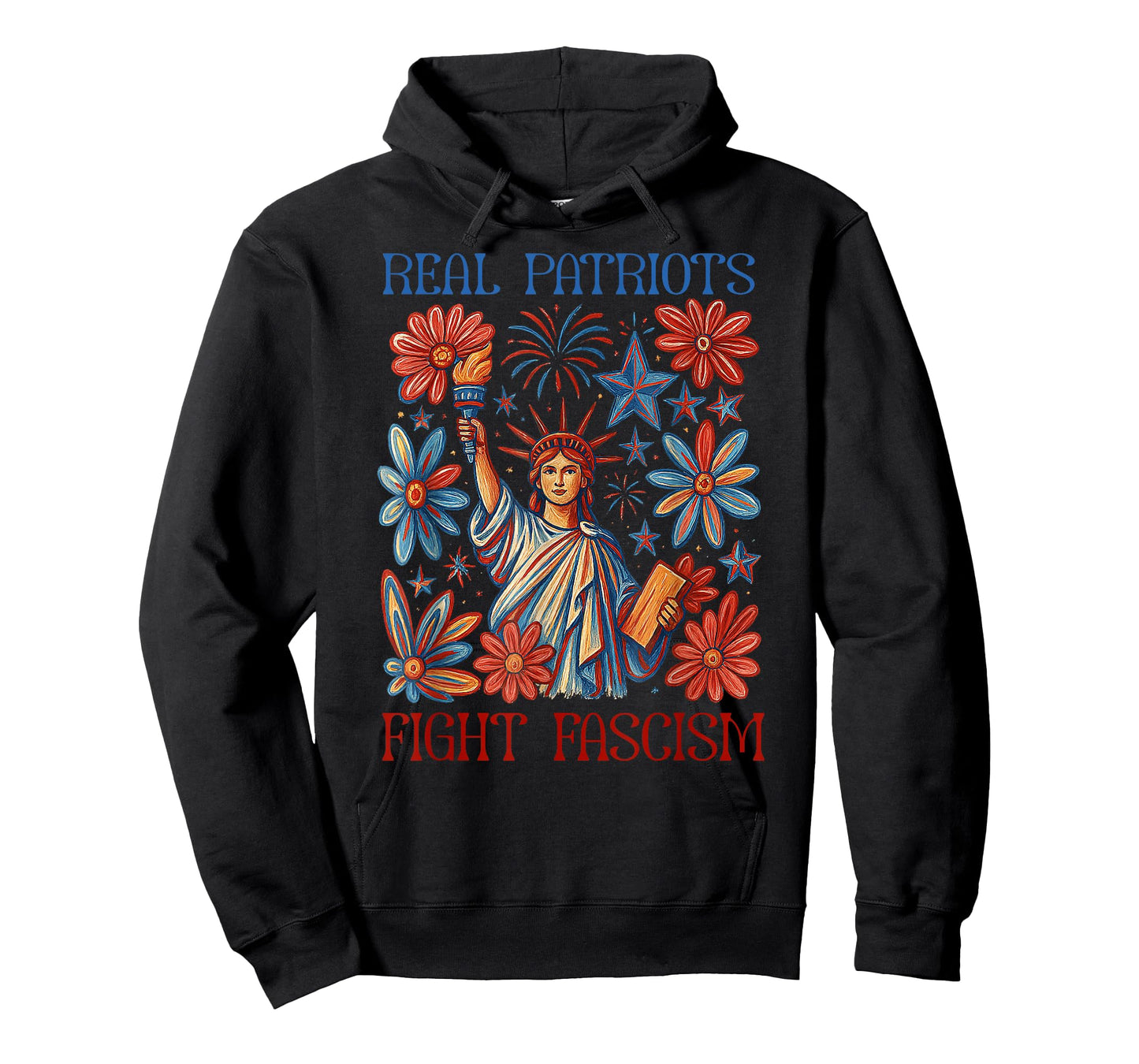 Real Patriots Fight Fascism Funny Flowers Women No Kings In T-Shirt