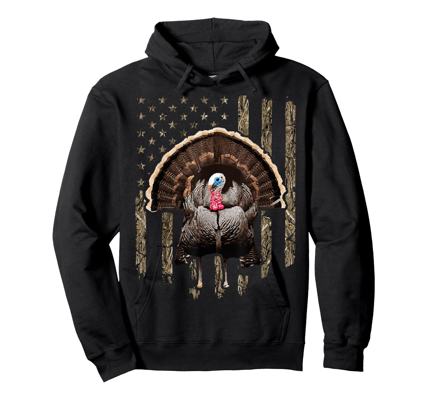 Turkey Hunting Graphic American Flag Tree Camouflage T-Shirt