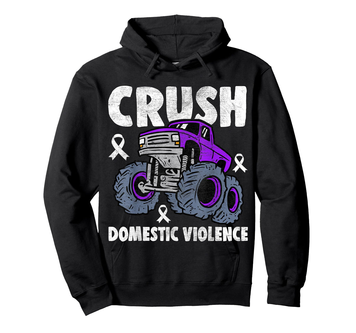 Crush Domestic Violence Awareness Monster Truck Purple Kids T-Shirt