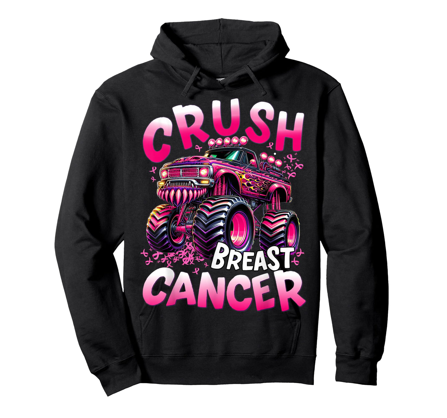 Crush Breast Cancer Monster Truck Girls Boys Pink Awareness T-Shirt