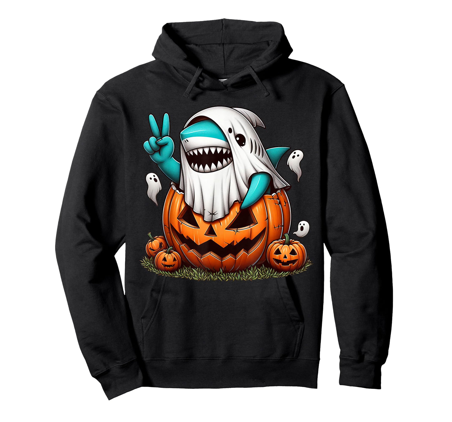 Funny Shark Boo Halloween Ghost Womens Mens Kids T-Shirt