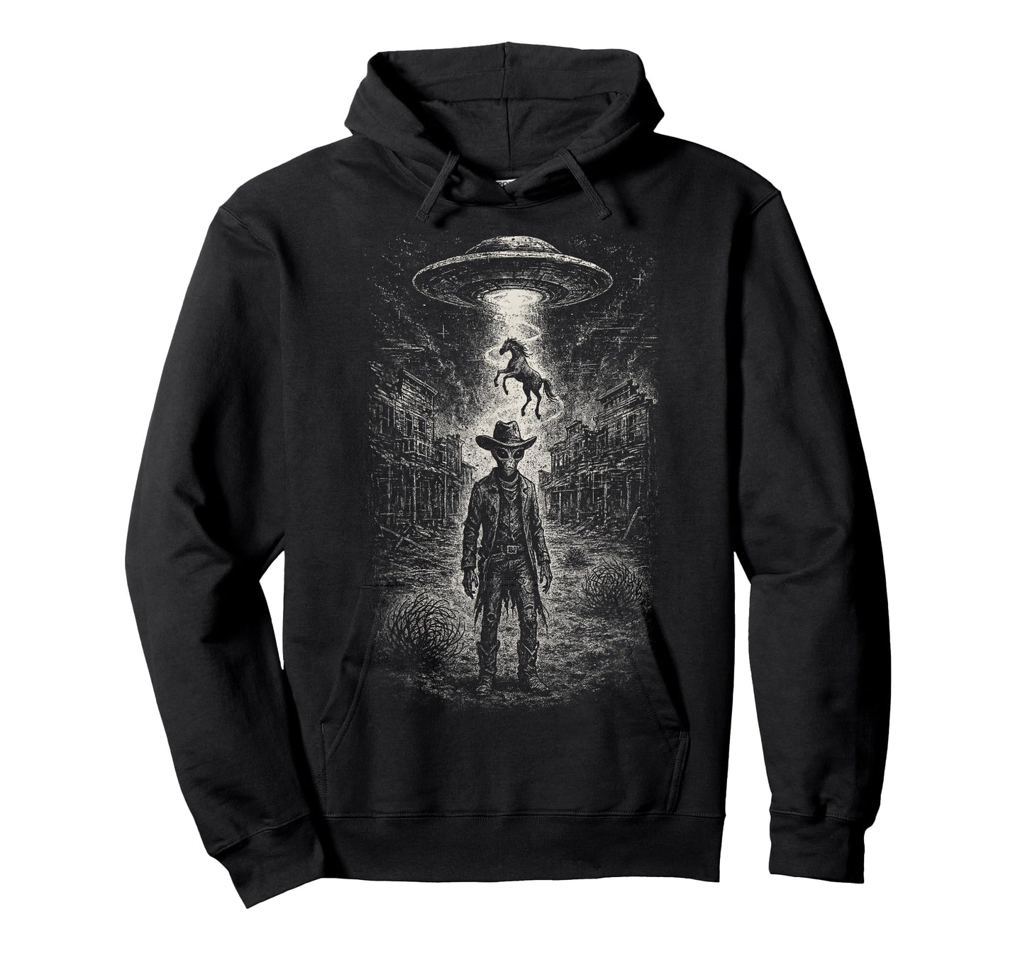 Alien Cowboy UFO Abduction Western Sci-Fi Funny Space Grunge T-Shirt