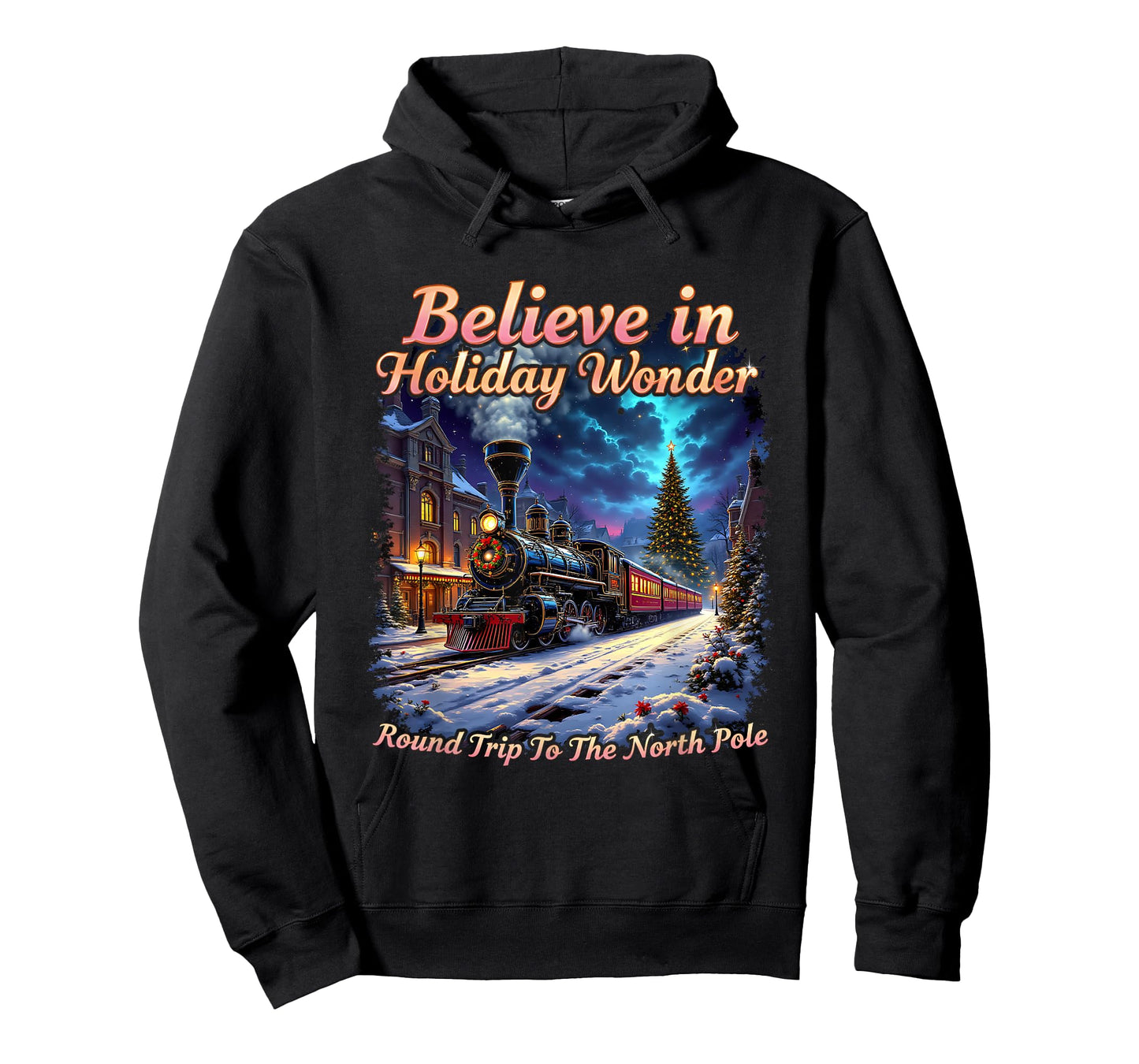 Believe Round Trip North Pole All Aboard to Christmas Town T-Shirt