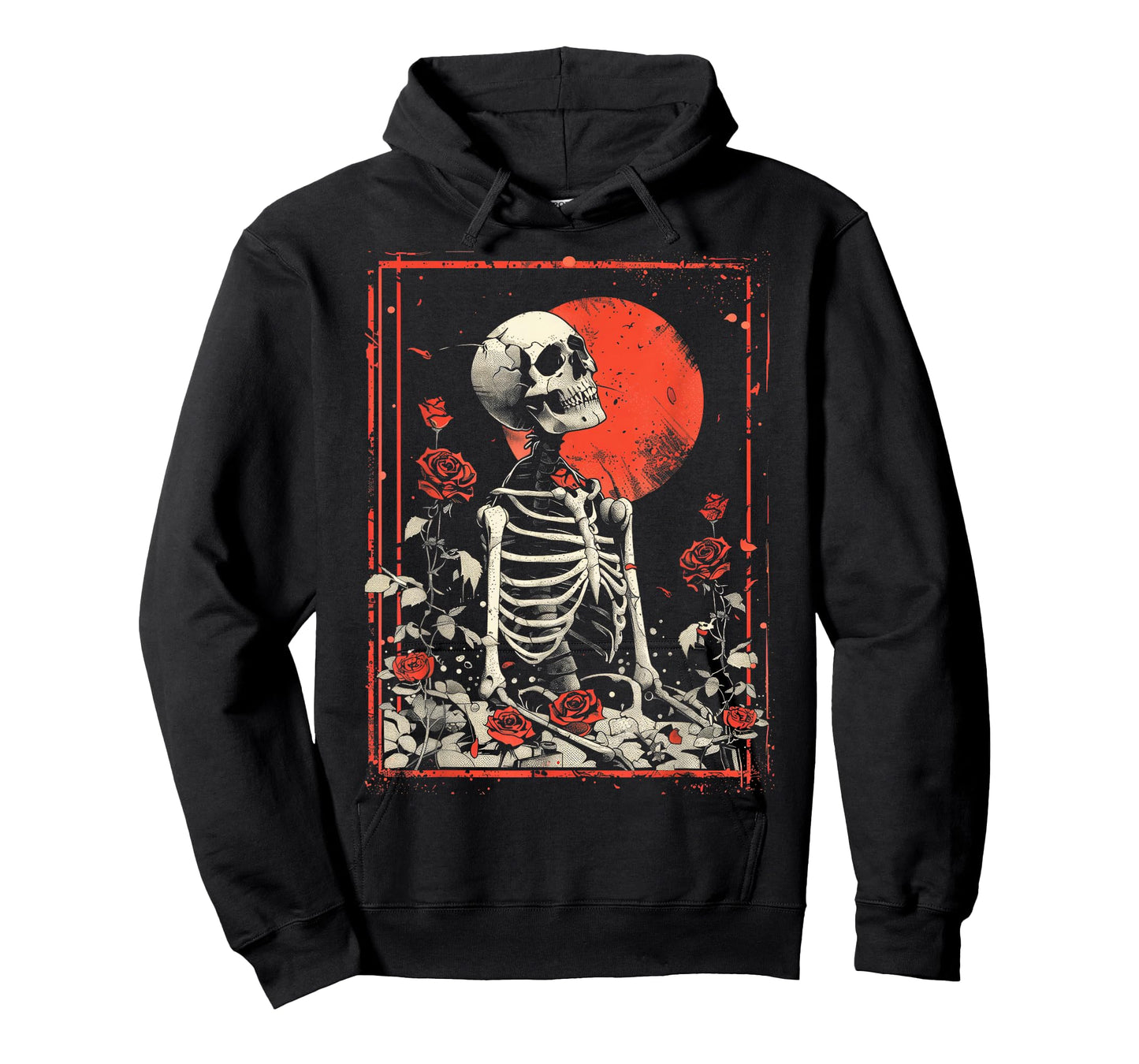 Anime Japanese Goth Cyberpunk City Skeleton Roses Flower T-Shirt
