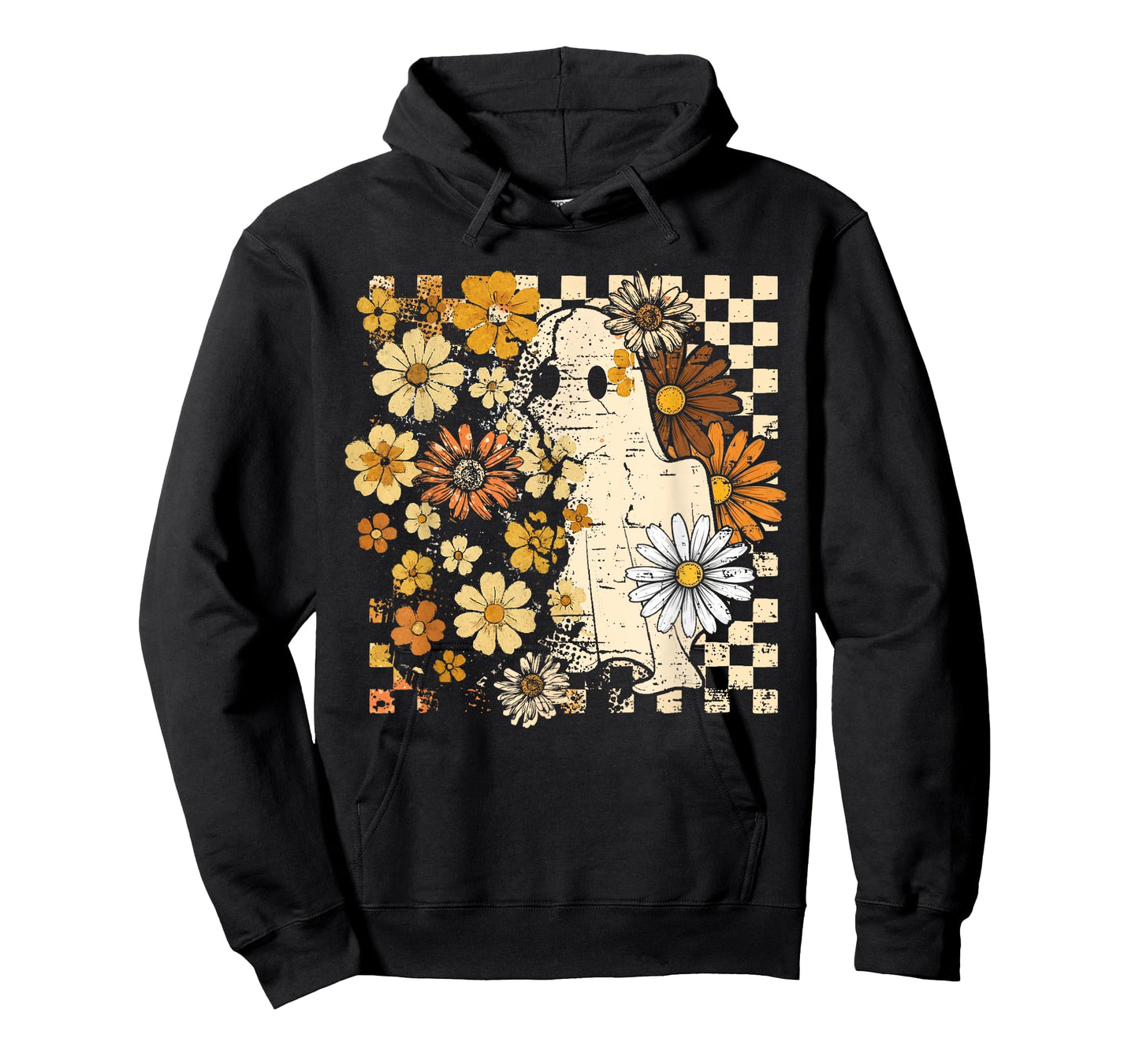 Boho Floral Fall Ghost Thanksgiving Autumn Vibes Halloween T-Shirt