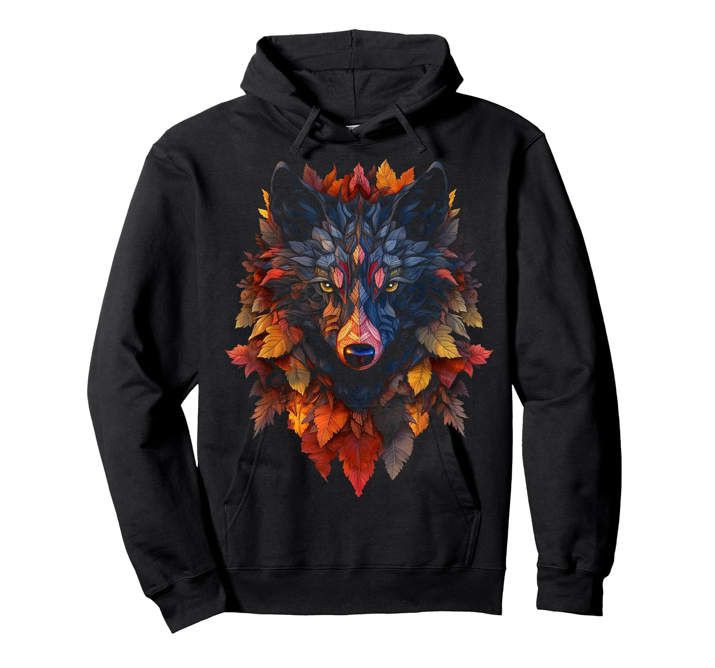 Wolf Autumn Leaves | Art Animal Motif Wolf T-Shirt