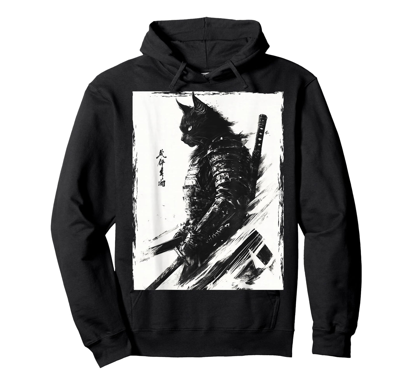 Samurai Warrior Cat Graphic Tee Vintage Japanese Art Anime T-Shirt