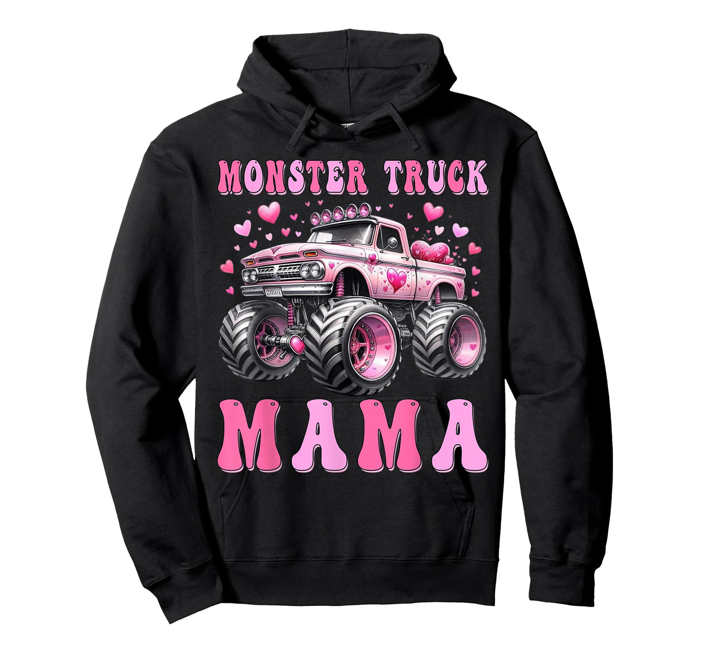 Monster Truck Mama Pink Monster Trucks Lover Mom Groovy T-Shirt