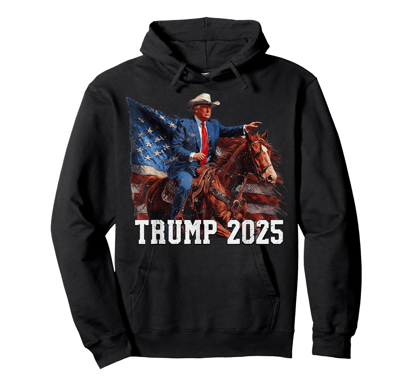 Trump 2025 Riding Horse American Flag Cowboy 4th Of July T-Shirt
