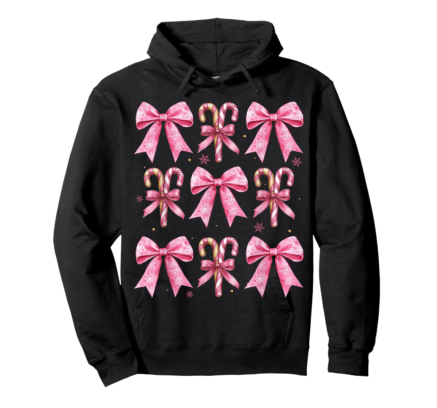Cute Coquette Bow Candy Canes Christmas Pink Bow Girls Teens T-Shirt