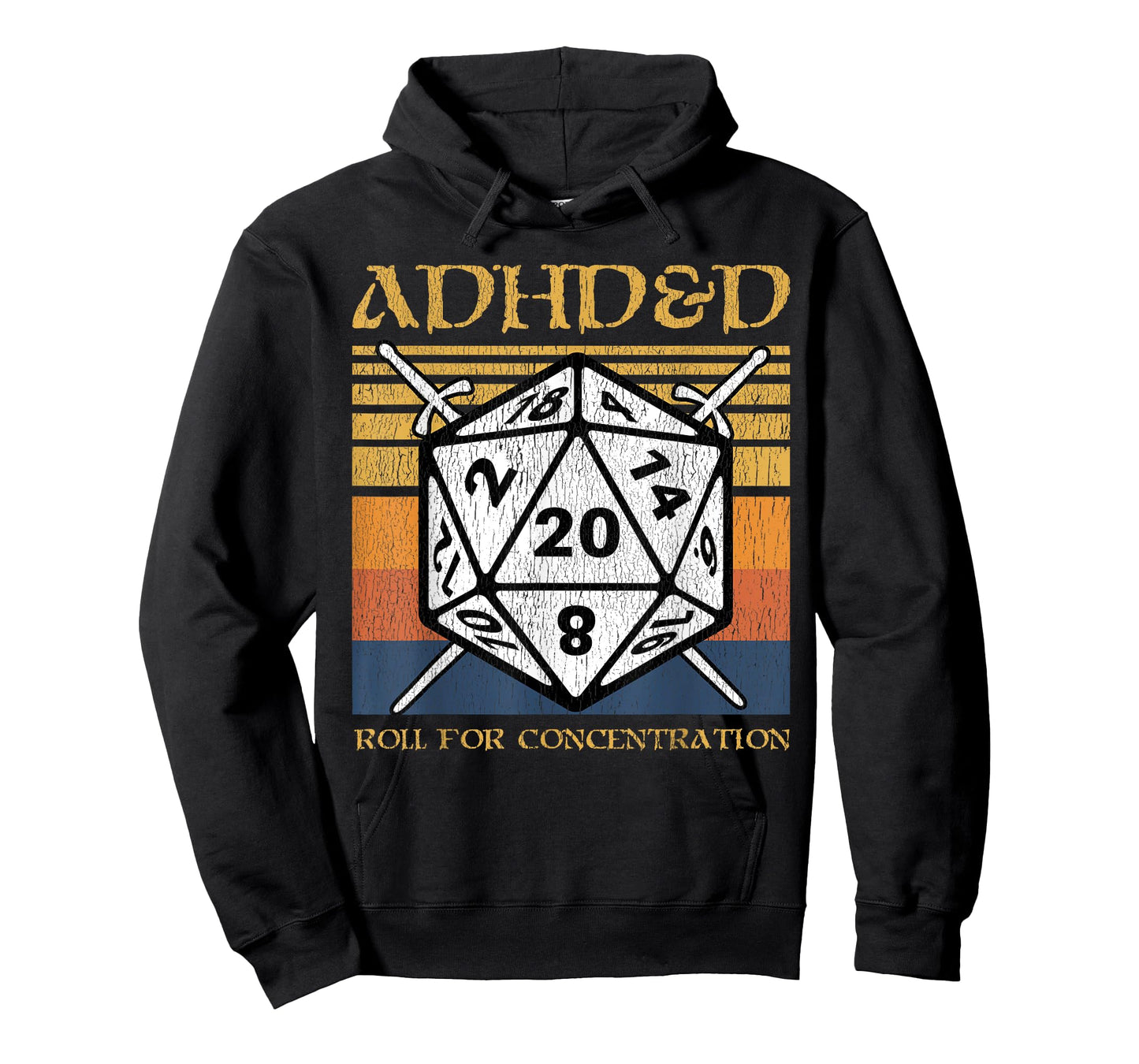 ADHD&D Roll For Concentration Retro Funny Table Top Gamer T-Shirt