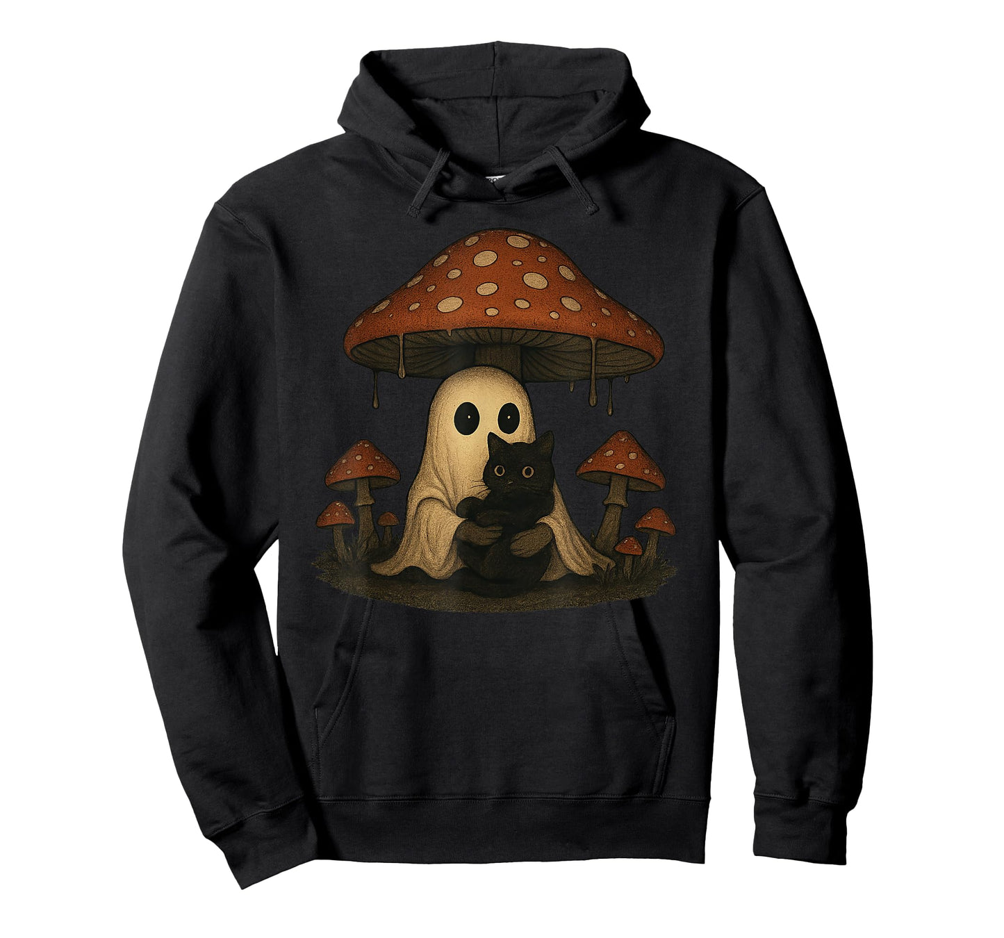 Vintage Spooky Halloween Ghost and Black Cat T-Shirt