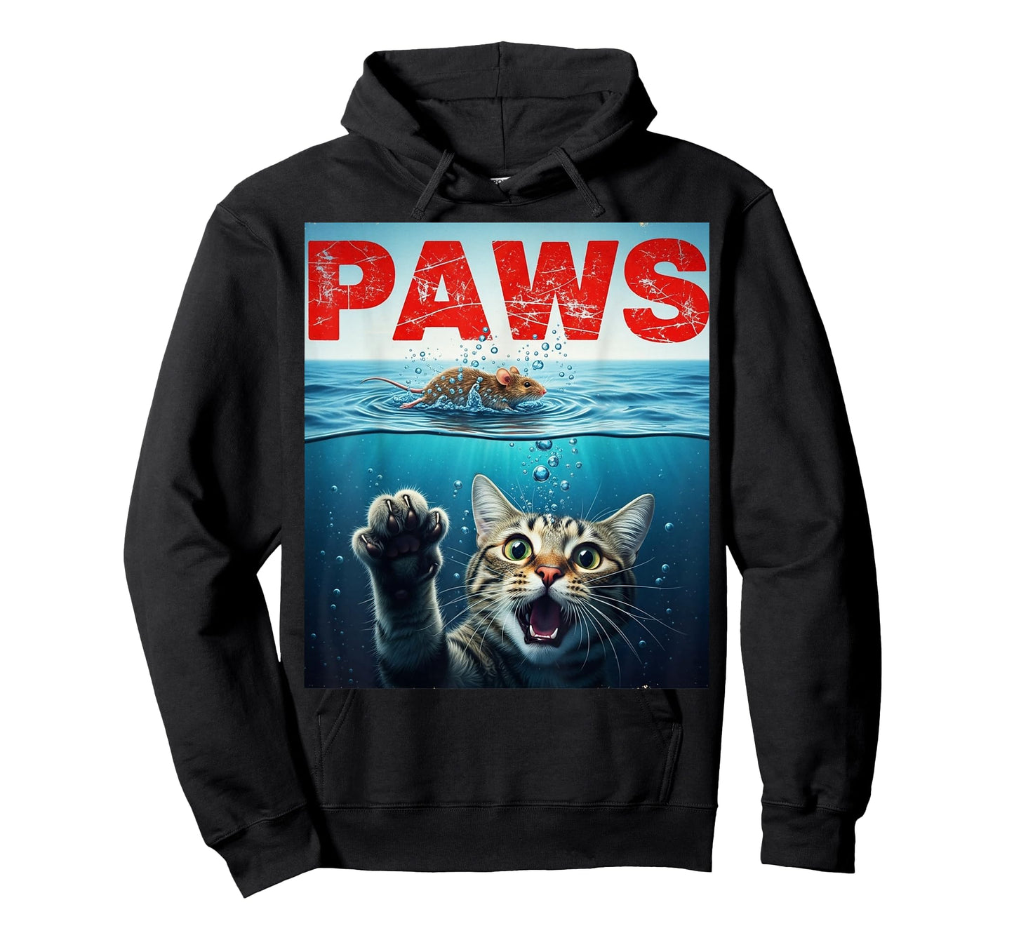 PAWS Parody Cat Mouse Humorous Cat Chasing Mouse T-Shirt
