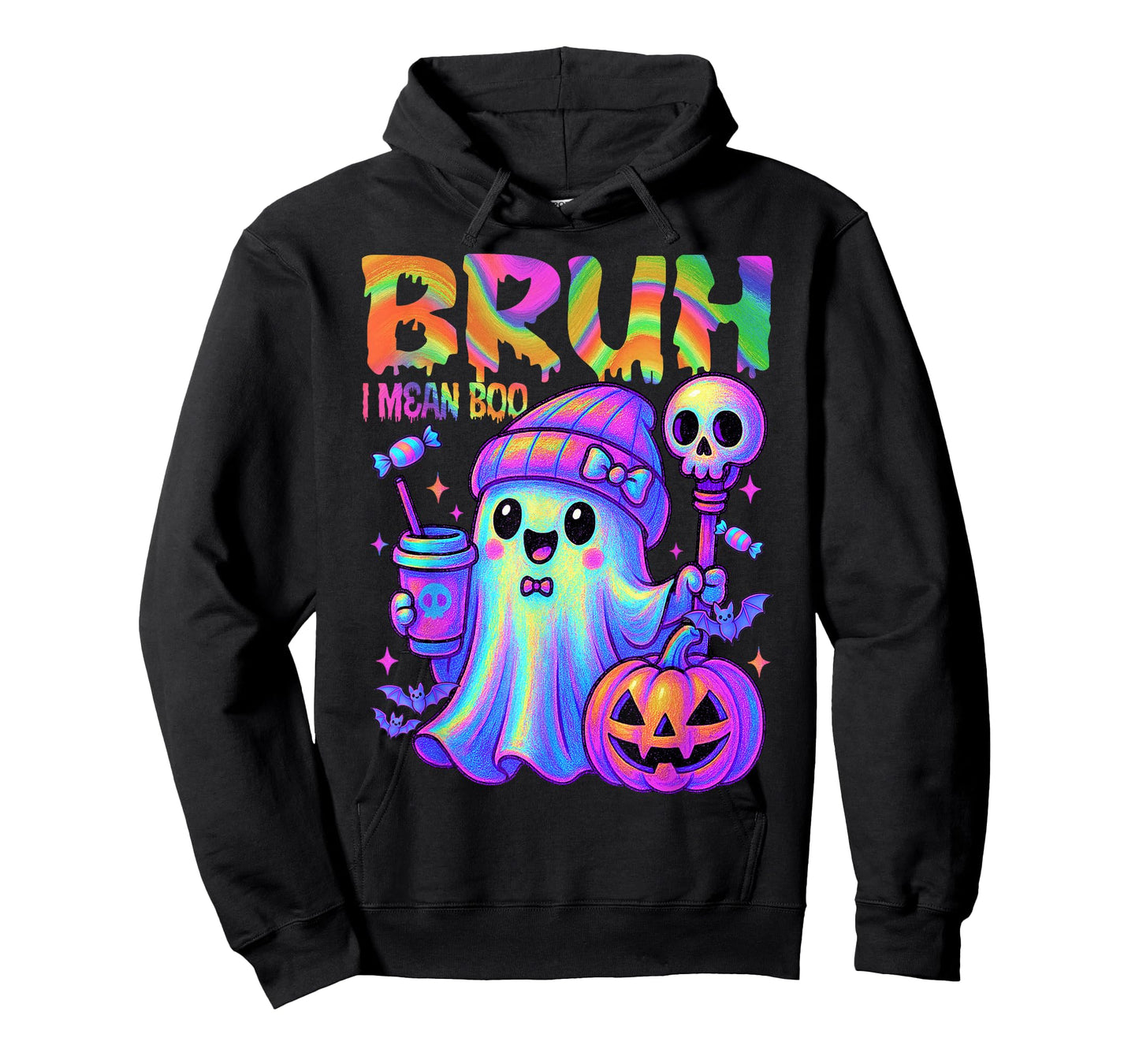 Colorful Halloween Bruh I Mean Boo Ghost Drink Coffee Women T-Shirt