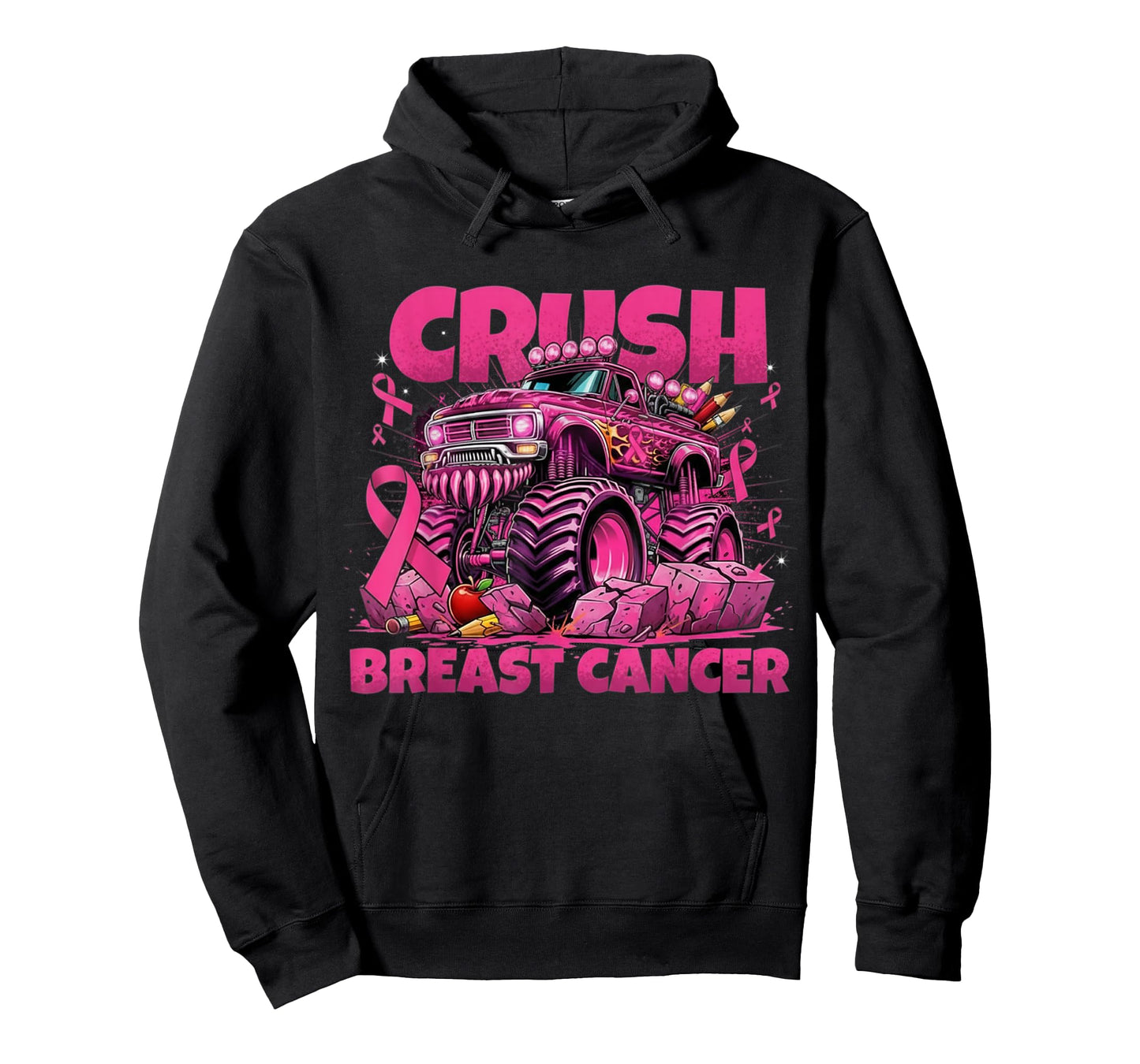Crush Breast Cancer Awareness Monster Truck Pink Ribbon T-Shirt