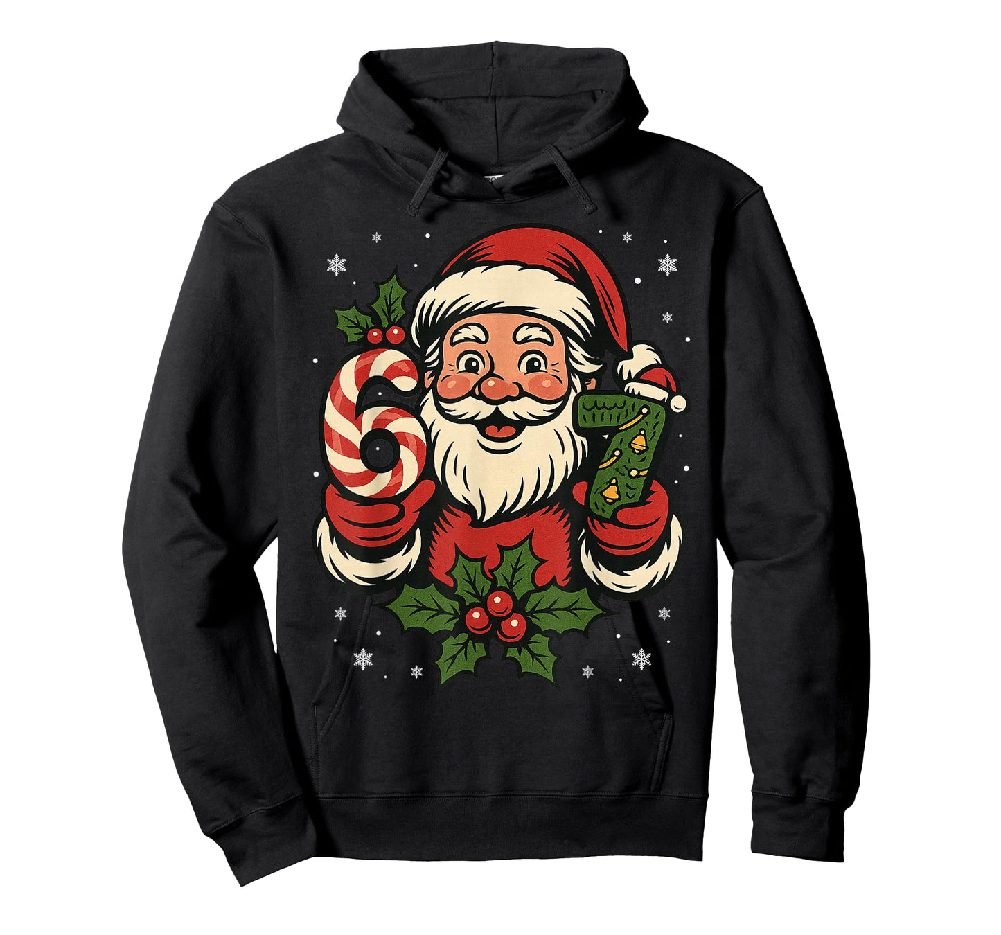 67 Six Seven Meme Christmas Santa Funny Candy Cane Santa T-Shirt