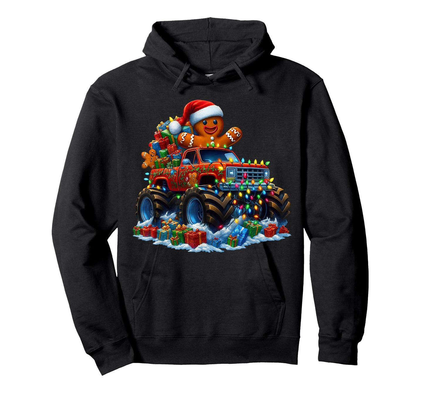 Monster Truck Gingerbread Man Funny Christmas Baking T-Shirt