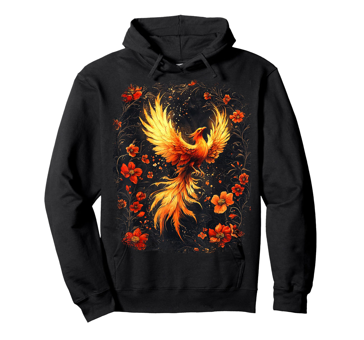 Gothic Phoenix Rose Enchanted, Vintage Floral Mythical Bird T-Shirt