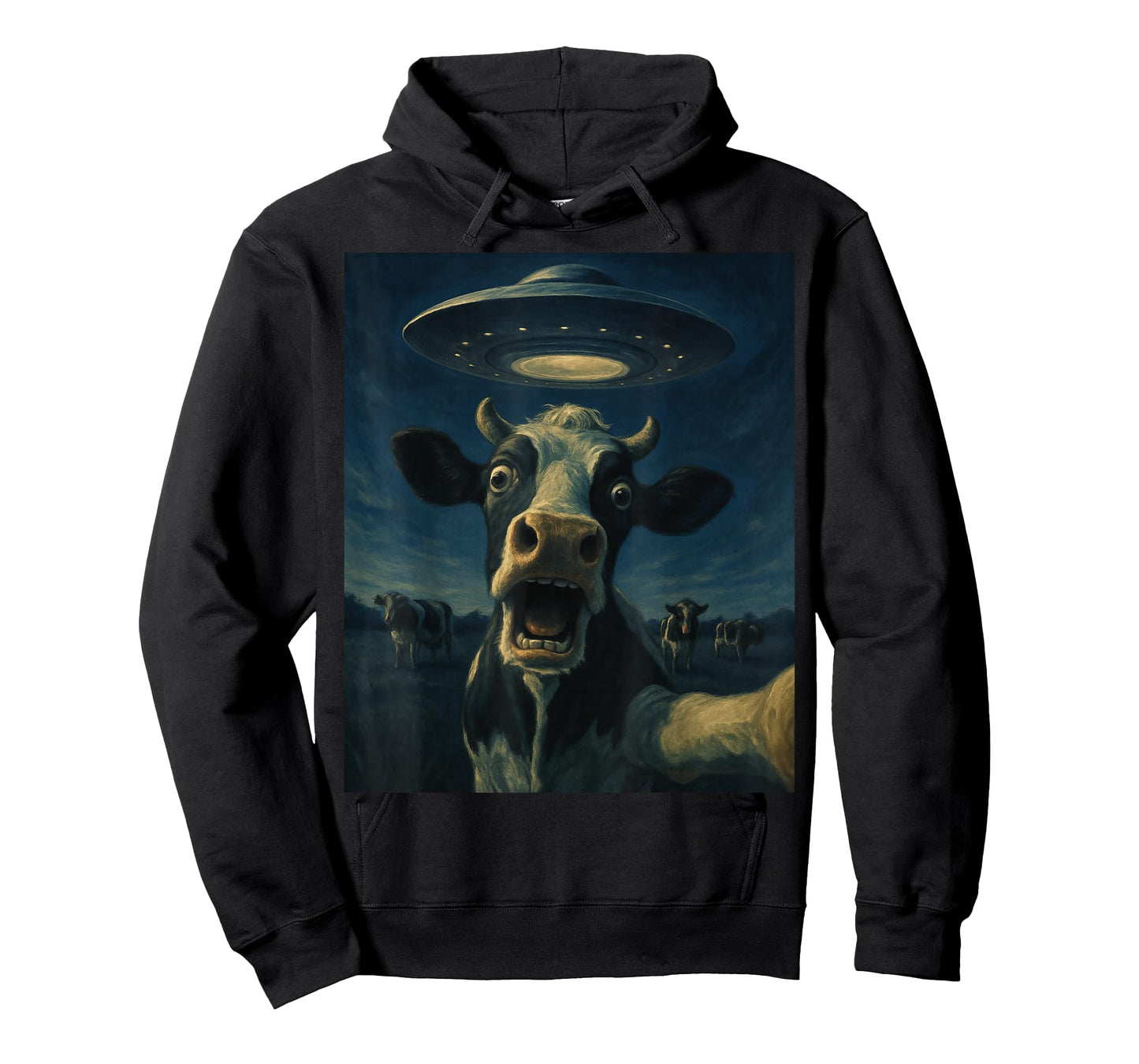 Funny Cow Selfie With Alien UFO Funny Cow For Men Women Kid T-Shirt