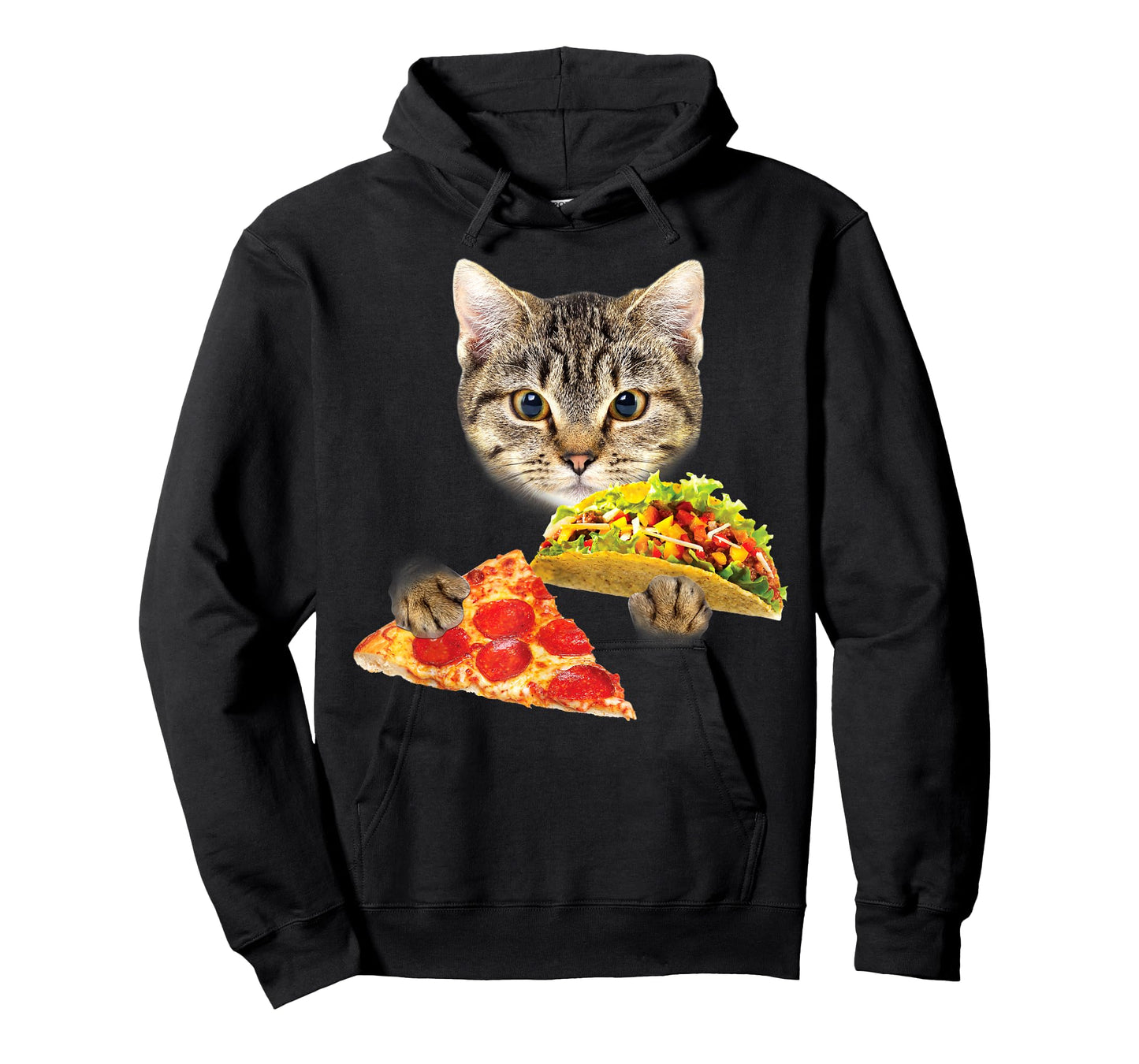 Cat Eating Taco and Pizza Shirt, Funny Kitty by Zany Brainy T-Shirt for Men Women Kids