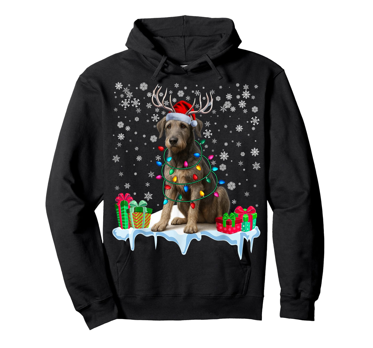 Irish Wolfhound Christmas Santa Hat Reindeer Pajama Dog Xmas T-Shirt