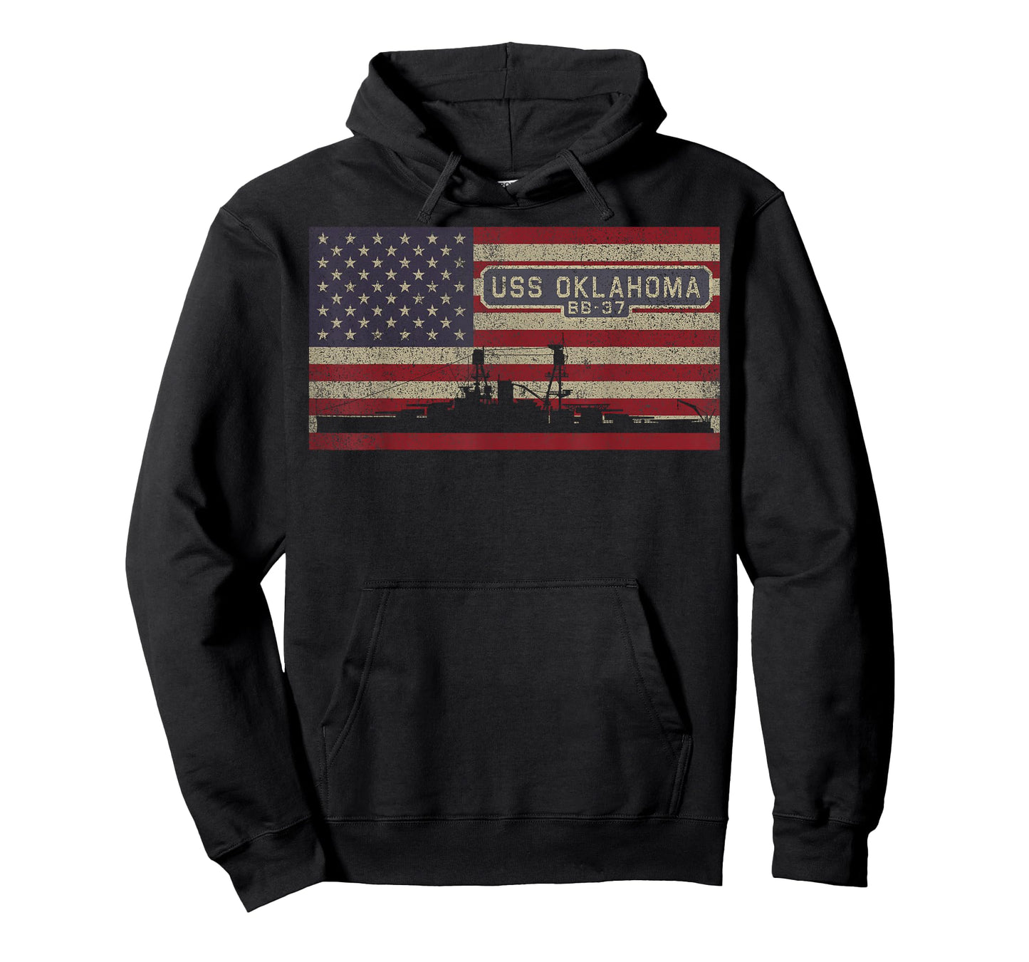 USS Oklahoma BB-37 WW1 Battleship USA American Flag T-Shirt