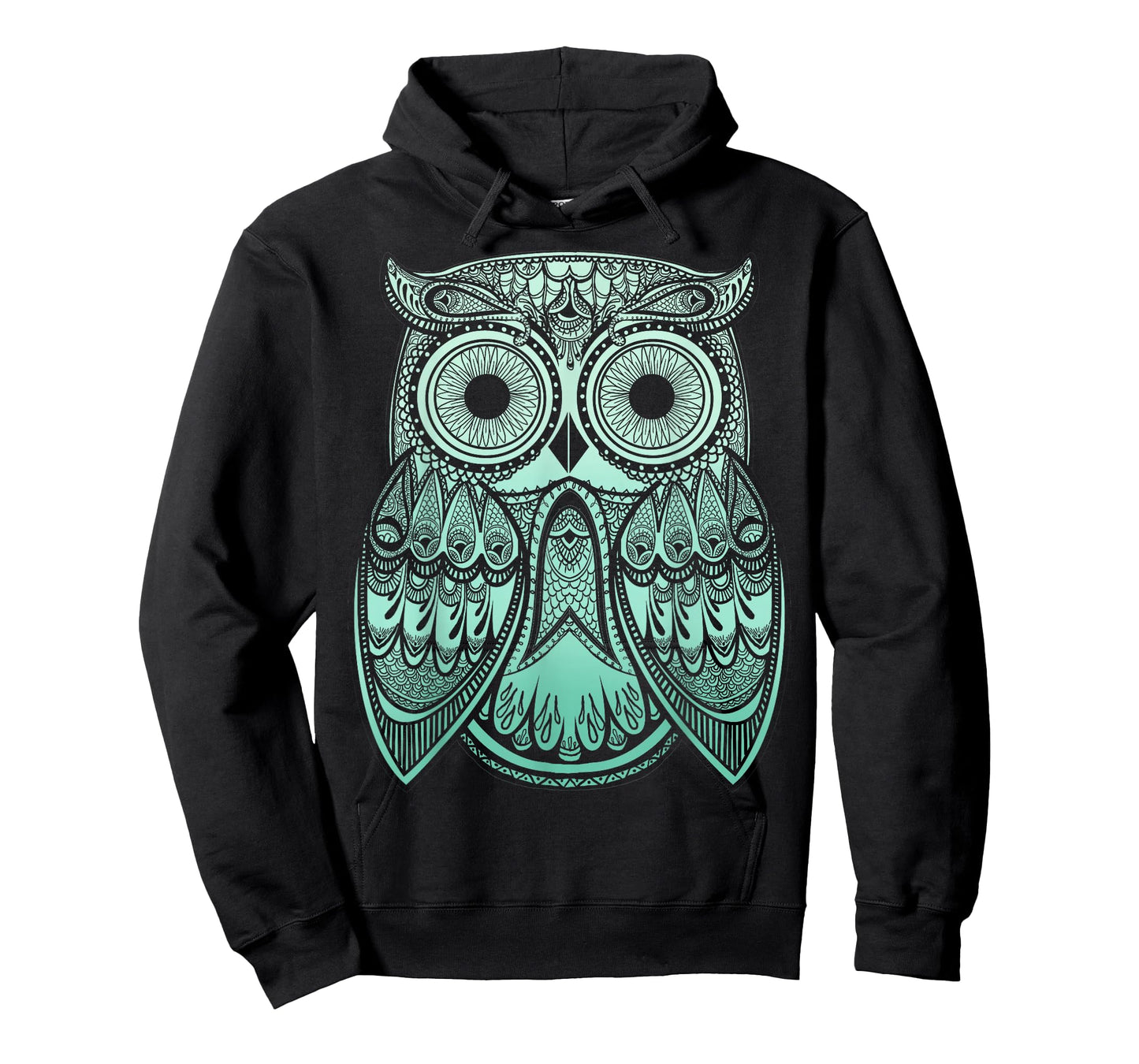 Teal Gradient Paisley Henna Owl Bohemian T-Shirt