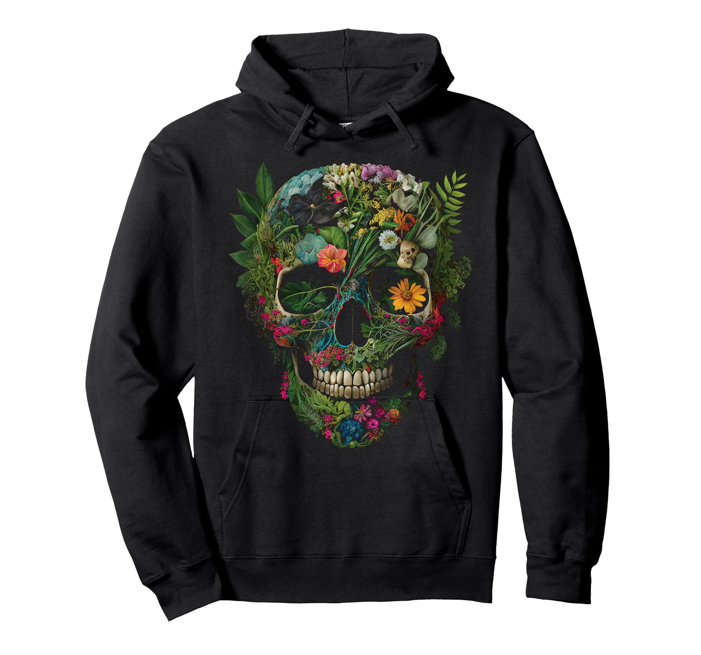 Haunted Botanical Garden Human Skull With Flowers And Plants T-Shirt