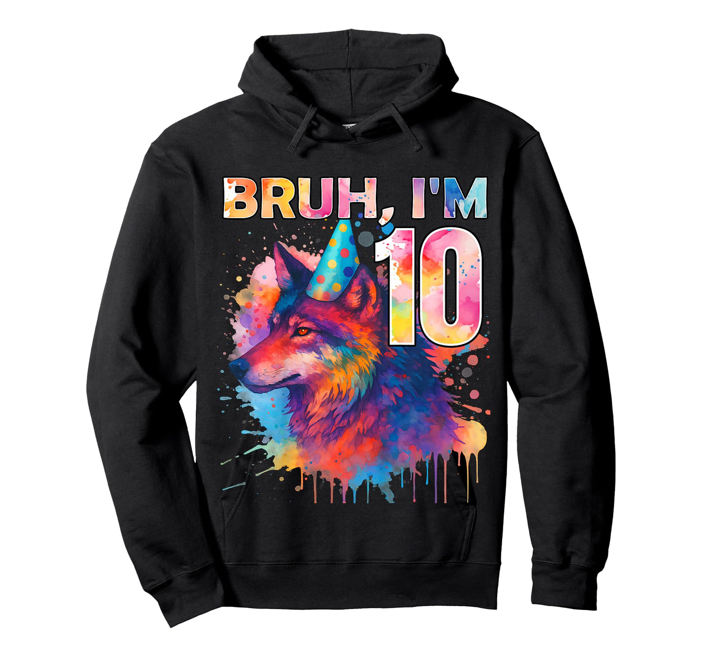 10th Birthday Wolf Themed Birthday Bruh I'm 10 Years Old T-Shirt