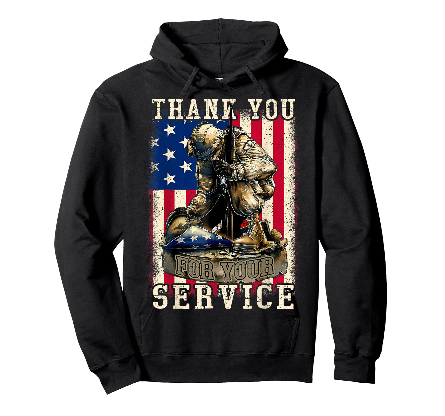 Thank You For Your Service Patriotic Veterans Day USA Flag Women Kids Men T-Shirt