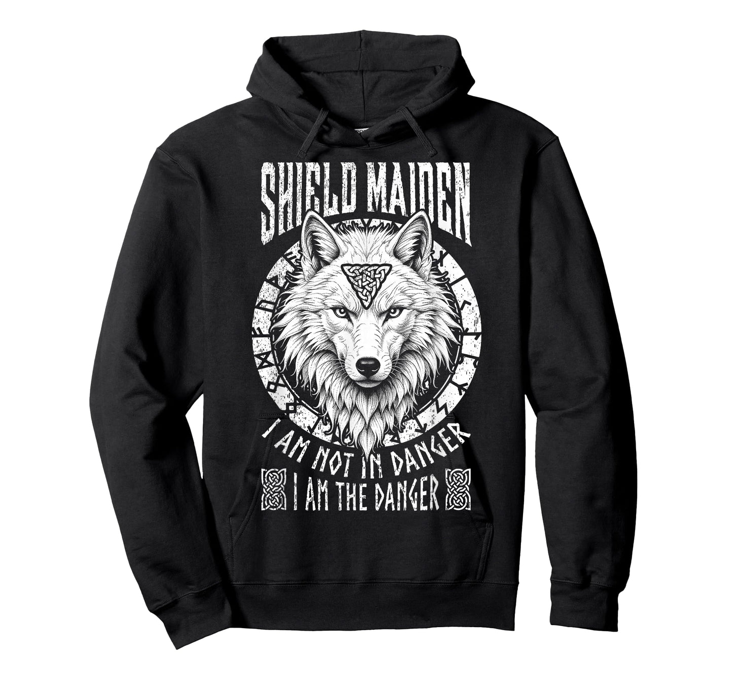 Shield Maiden I Am The Danger White Wolf Viking Women Norse T-Shirt