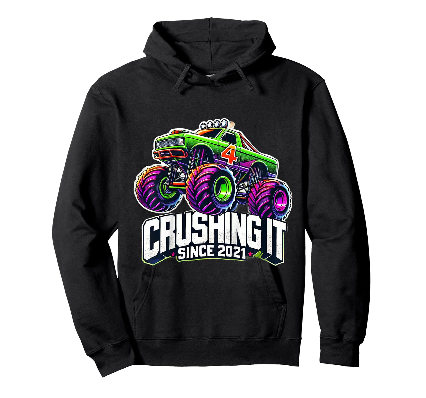 Kids Crushing It Since 2021 Colorful Monster Truck 4 years old T-Shirt