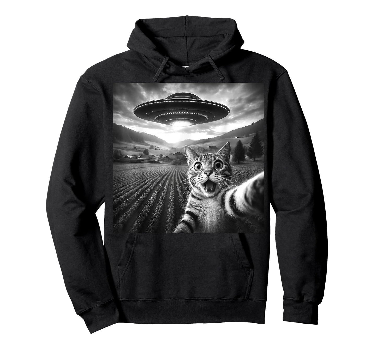 Cat Selfie With Alien UFO Funny Cat Gifts For Men Women Kid T-Shirt